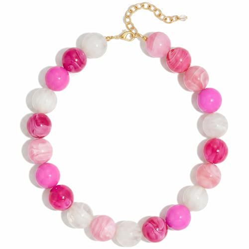 Casual Round Acrylic Bead Necklace Polished Ball Chain Women's Fashion Choker