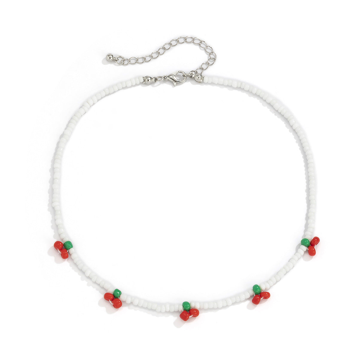 Collar con colgante de cereza en resina para mujer con estilo minimalista y fresco en cadena de bolitas