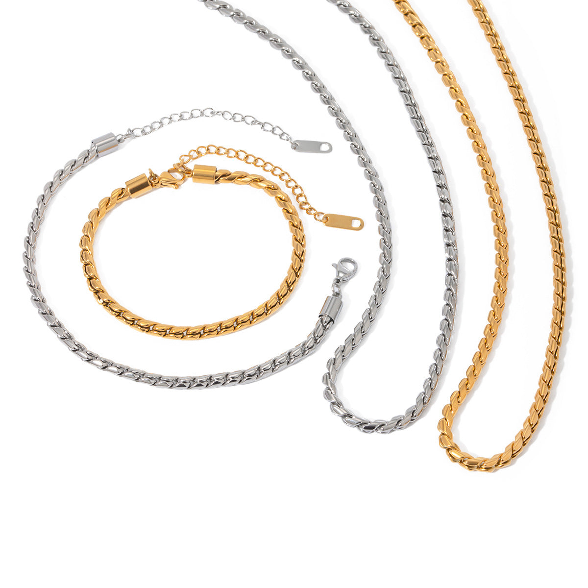 Minimalist Cold Style 18K Gold Plated 3mm Snake Chain Stainless Steel Necklace for Women and Men