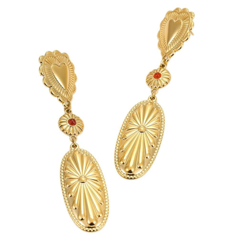 Bohemian Style Geometric Statement Drop Earrings in Stainless Steel with Plated Finish for Women