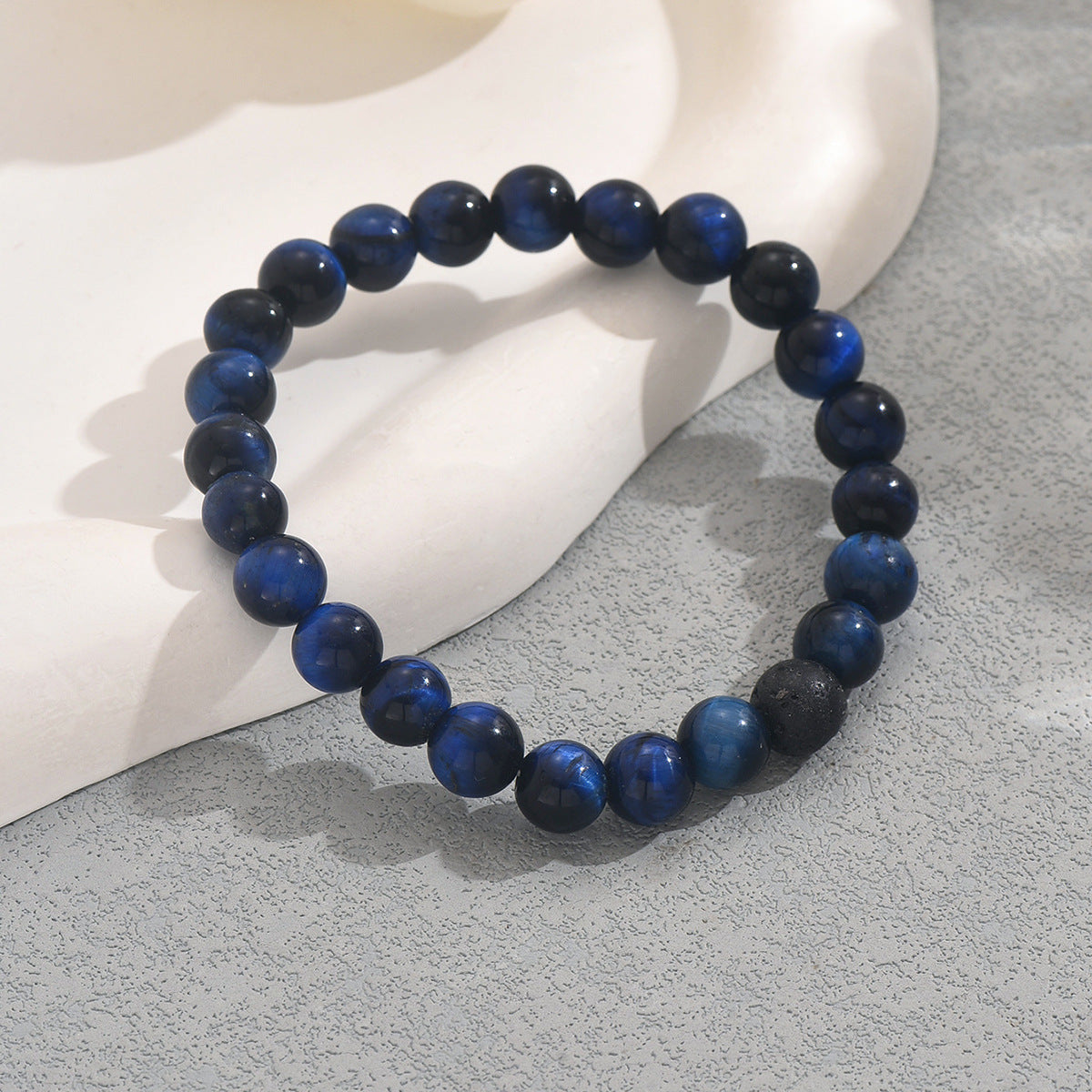 Bracciale con perline in pietra naturale a forma geometrica in stile vintage, fatto a mano, intrecciato, regolabile da donna