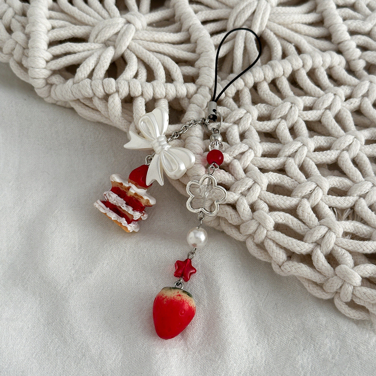 Sweet Strawberry Resin Plated Pendant Keychain Charm