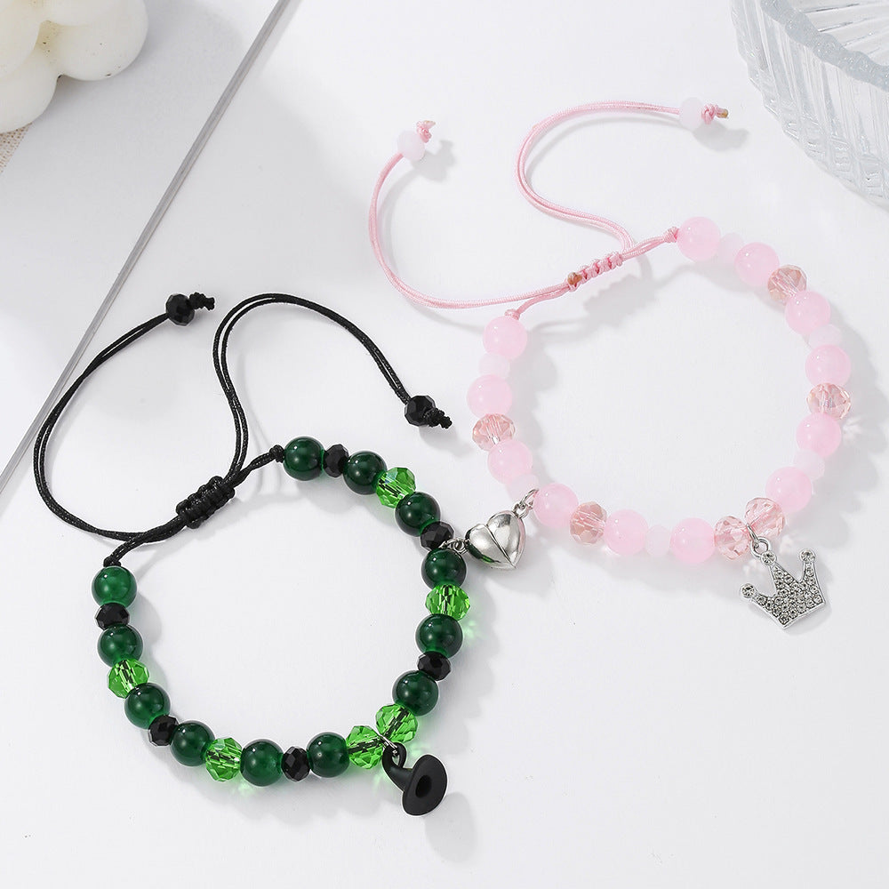 Casual Handmade Polymer Clay and Acrylic Letter Bead Stretch Bracelet