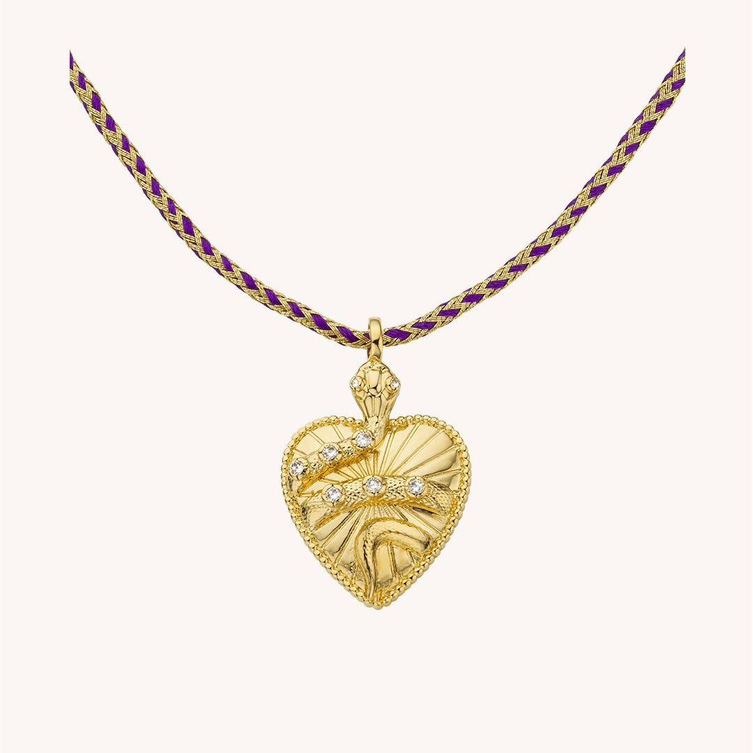 Collana con Pendente Vintage a Forma di Serpente da Donna con Intarsio di Zirconi su Catena in Rame Placcato