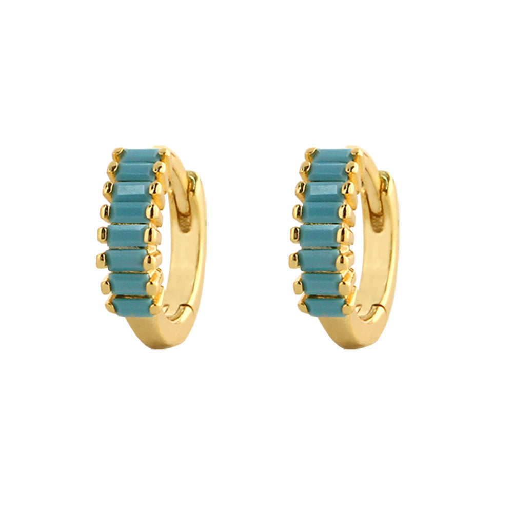 Aretes de aro de lujo para mujer de plata de ley 925, con diseño geométrico floral de mariposa en forma de lágrima y turquesa azul