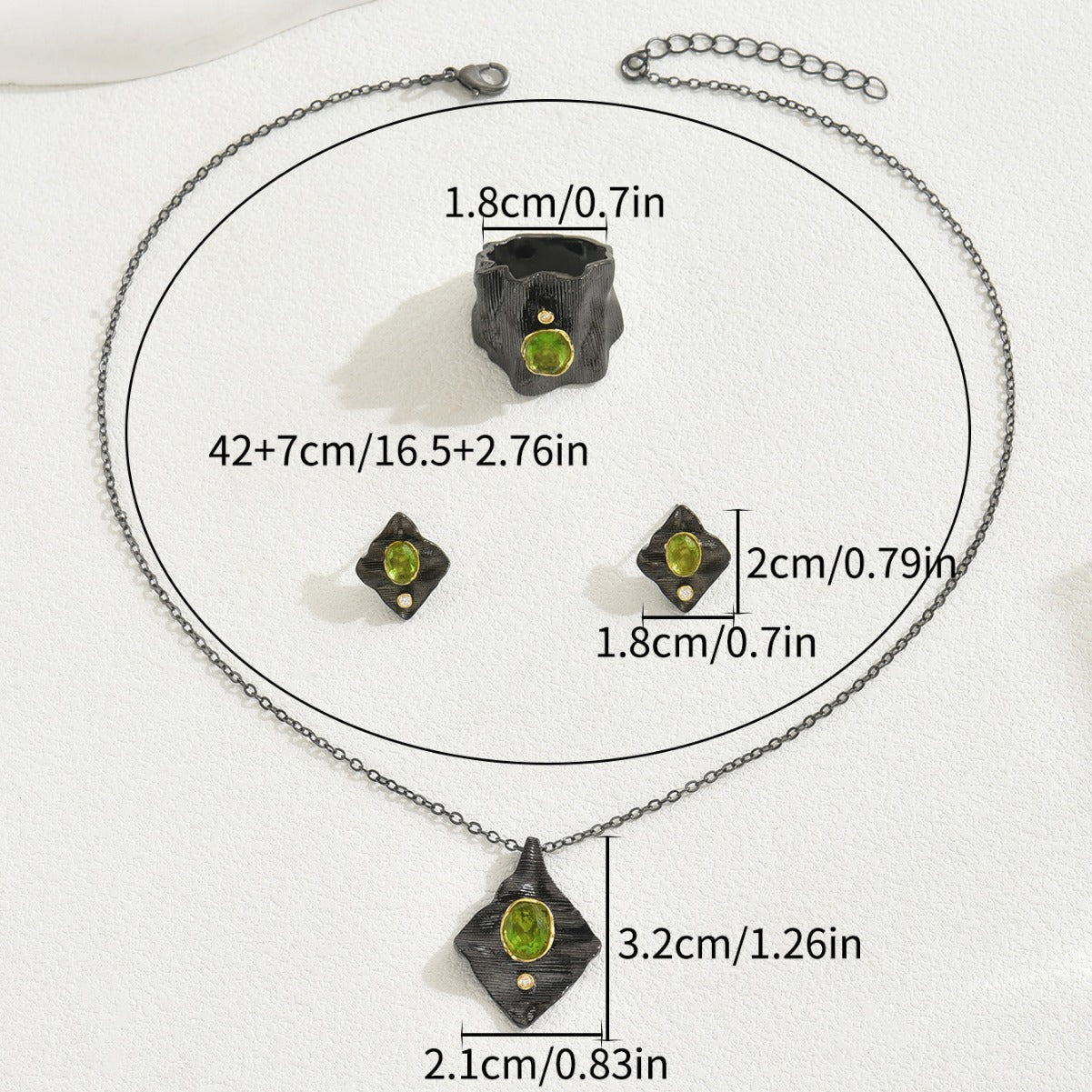 Conjunto de Anillo, Pendientes y Collar de Cobre con Circonita Irregular de Estilo Vintage para Mujer