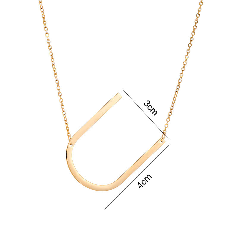 Collar Minimalista con Dije de Letra Chapado en Acero de Titanio para Mujer con Cadena de Eslabones Ajustable