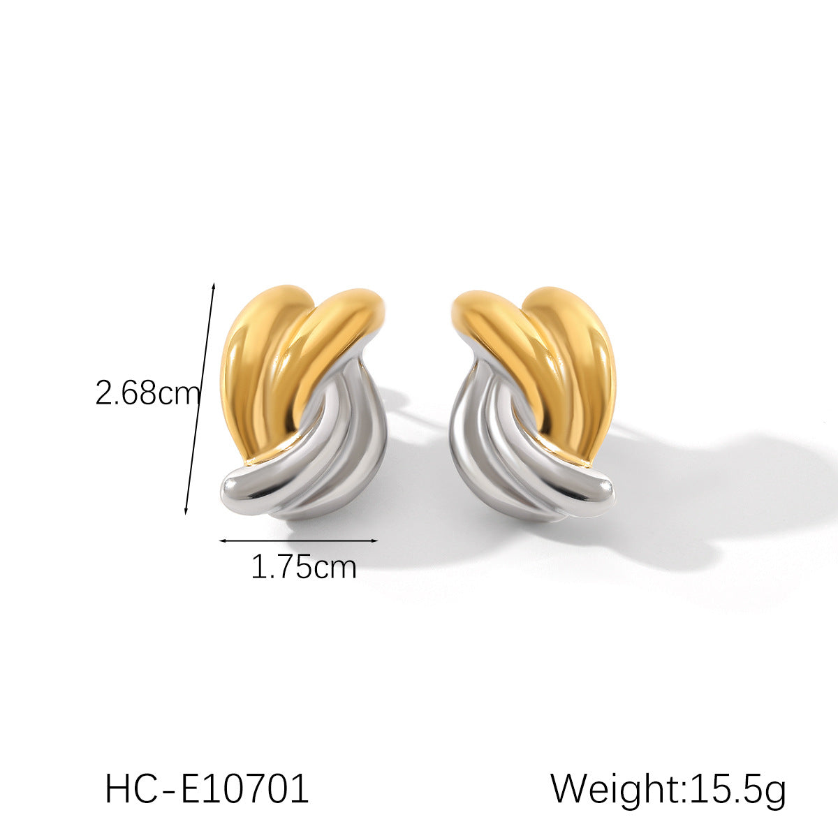 Orecchini a perno da donna in acciaio inossidabile con texture geometrica, placcatura in oro e argento e design a stella a cinque punte