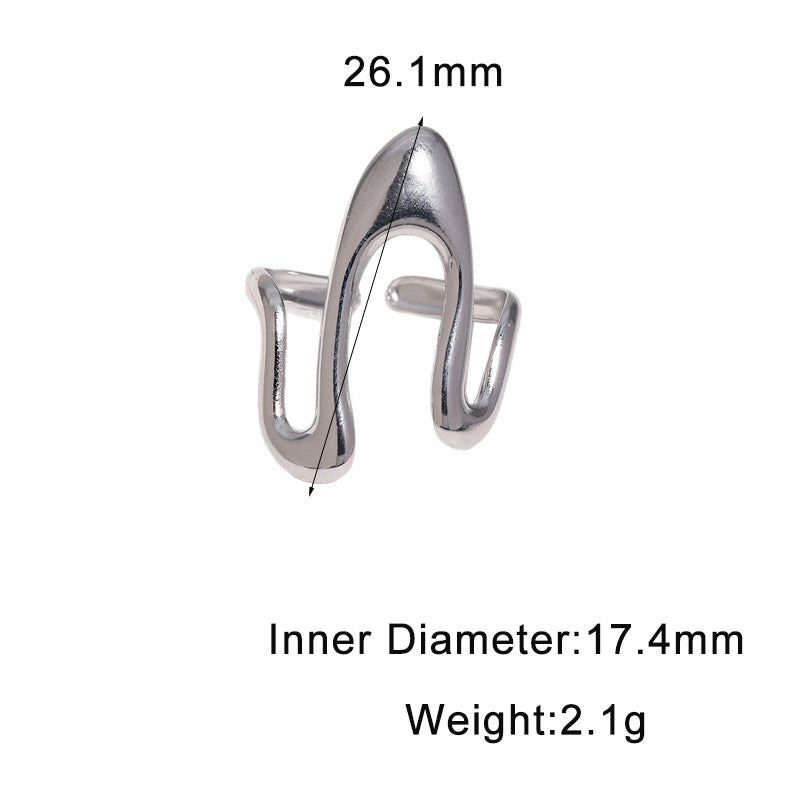 Minimalist Geometric Titanium Steel Open Ring Gold Plated Adjustable Fashion Jewelry for Women
