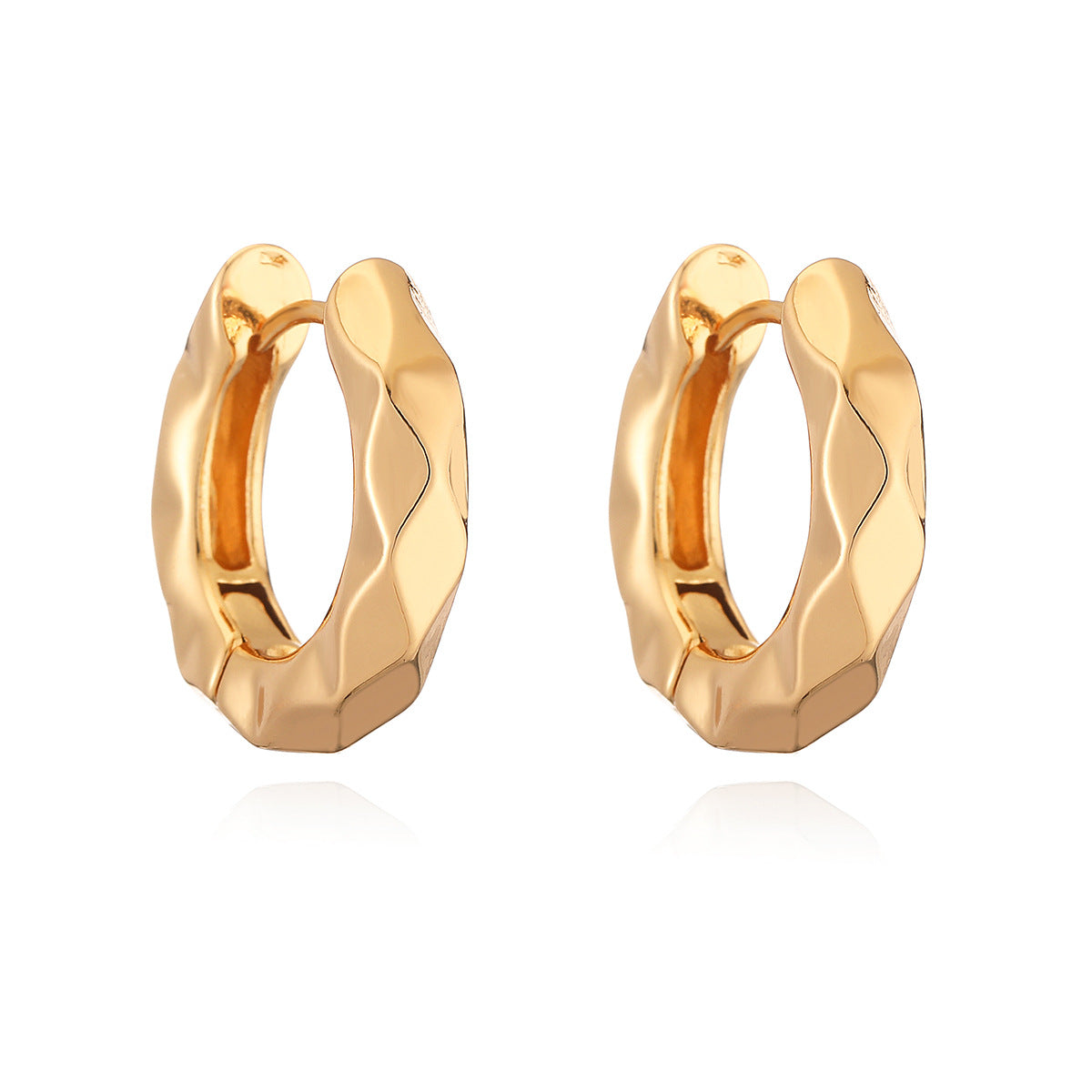 Geometric Vintage-Style Copper Hoop Earrings with Micro-Pave Detailing for Women