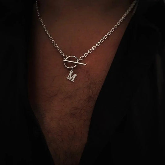 Hip-hop Streetwear Geometric Letter Titanium Steel Pendant Necklace with OT Clasp for Unisex