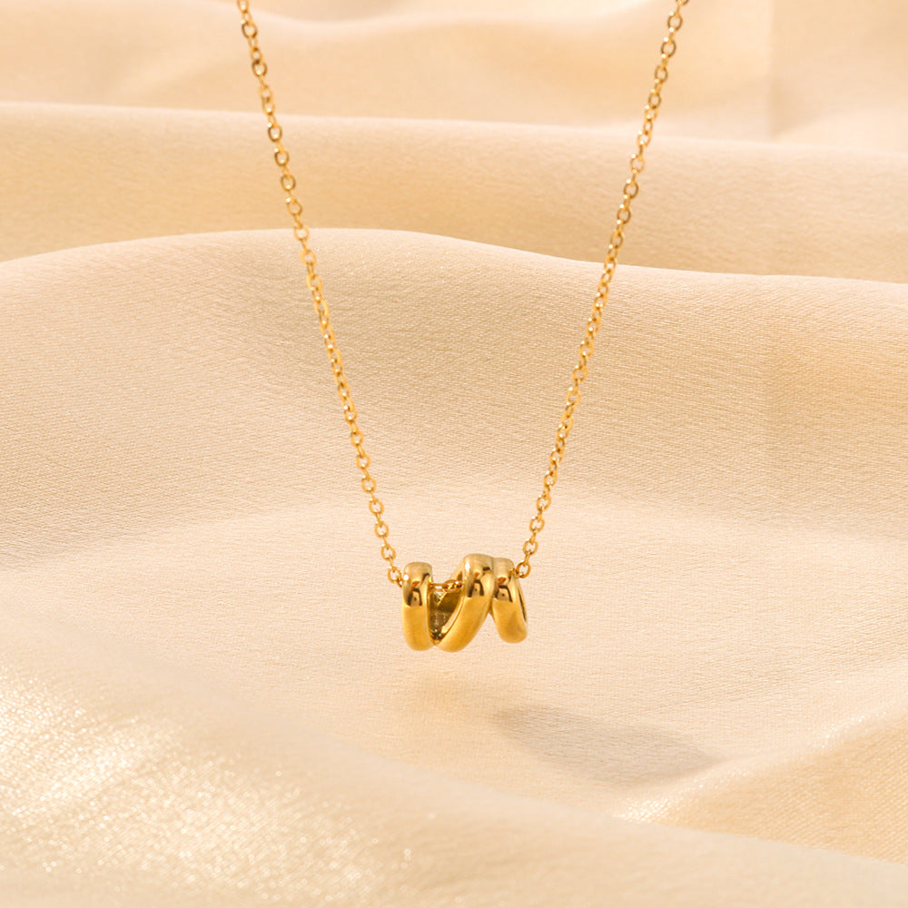 Minimalist Ins Style Hollow Letter N Pendant Necklace for Women in Titanium Steel with 18K Gold Plating and Snake-Resistant Waterproof Finish