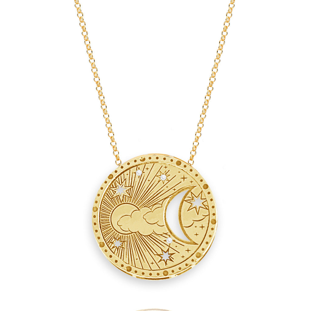 Collana Minimalista con Ciondolo Tarocchi Geometrico Lusso Leggero Placcato Oro 18K in Acciaio Inossidabile Unisex