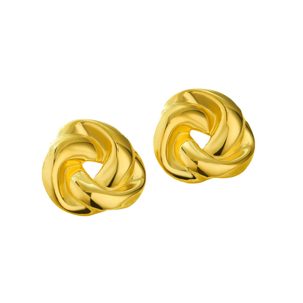 Pendientes de Acero Inoxidable con Diseño Trenzado Estilo Vintage y Baño de Oro de 18K para Mujer