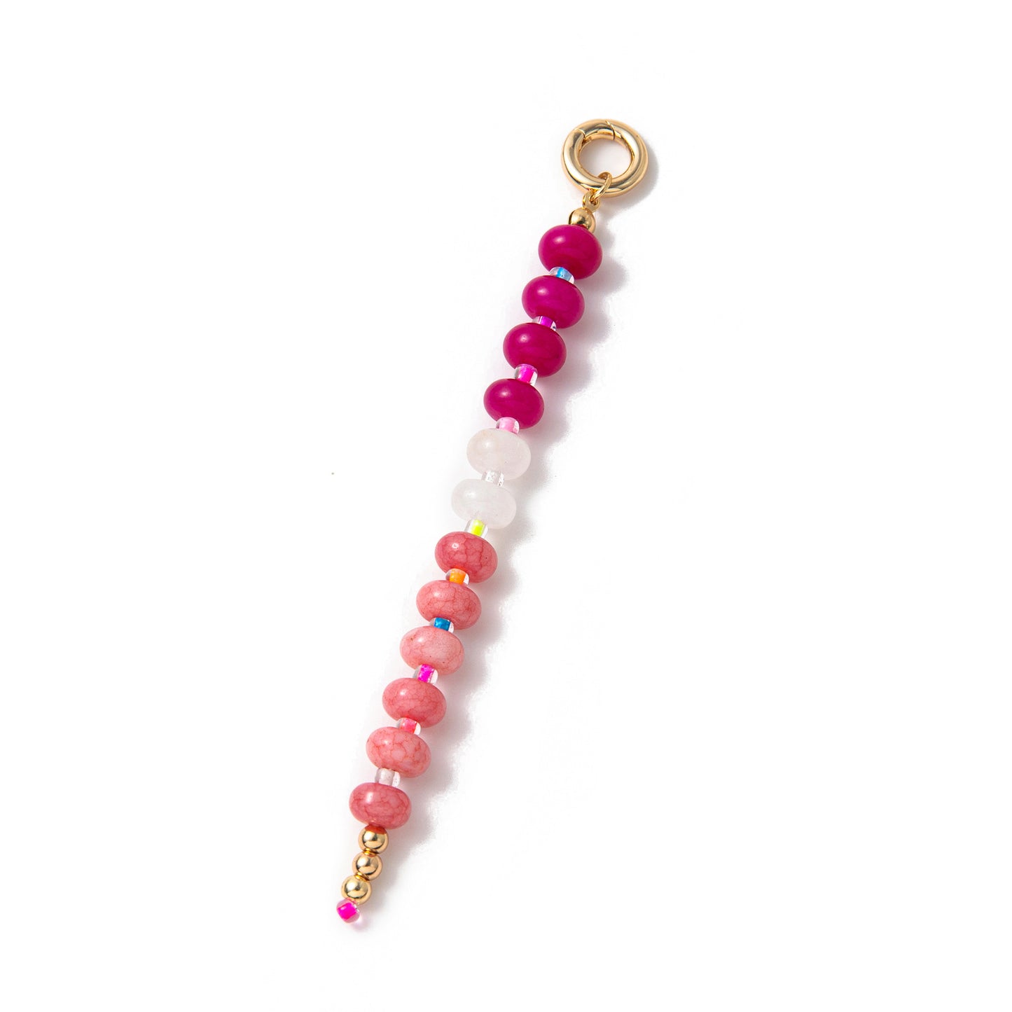 Sweet Heart Geometric Titanium Steel Plated Bag Charm Bar with Colorful Beads and Keychain