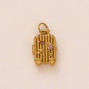 Minimalist Stainless Steel Plated Luggage Airplane Charm Bar Pendant