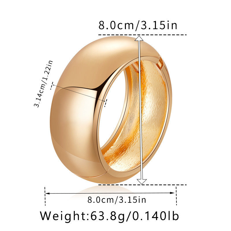 Textured Polished Gold Plated Square Geometric Wide Alloy Bangle