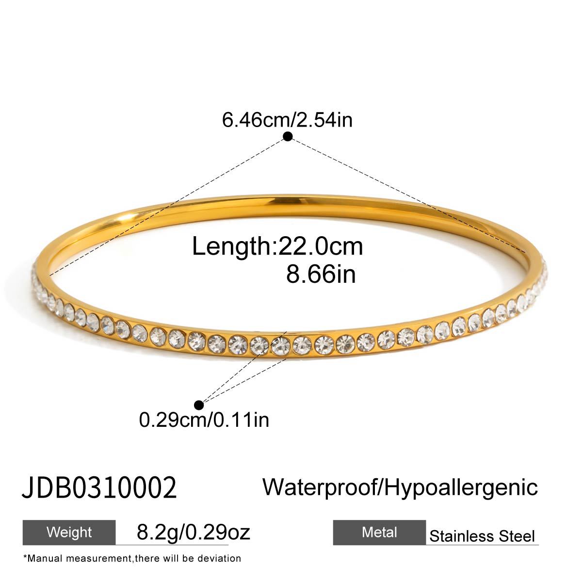 Luxury Elegant 18K Gold Plated Geometric Stainless Steel Cubic Zirconia Bracelet