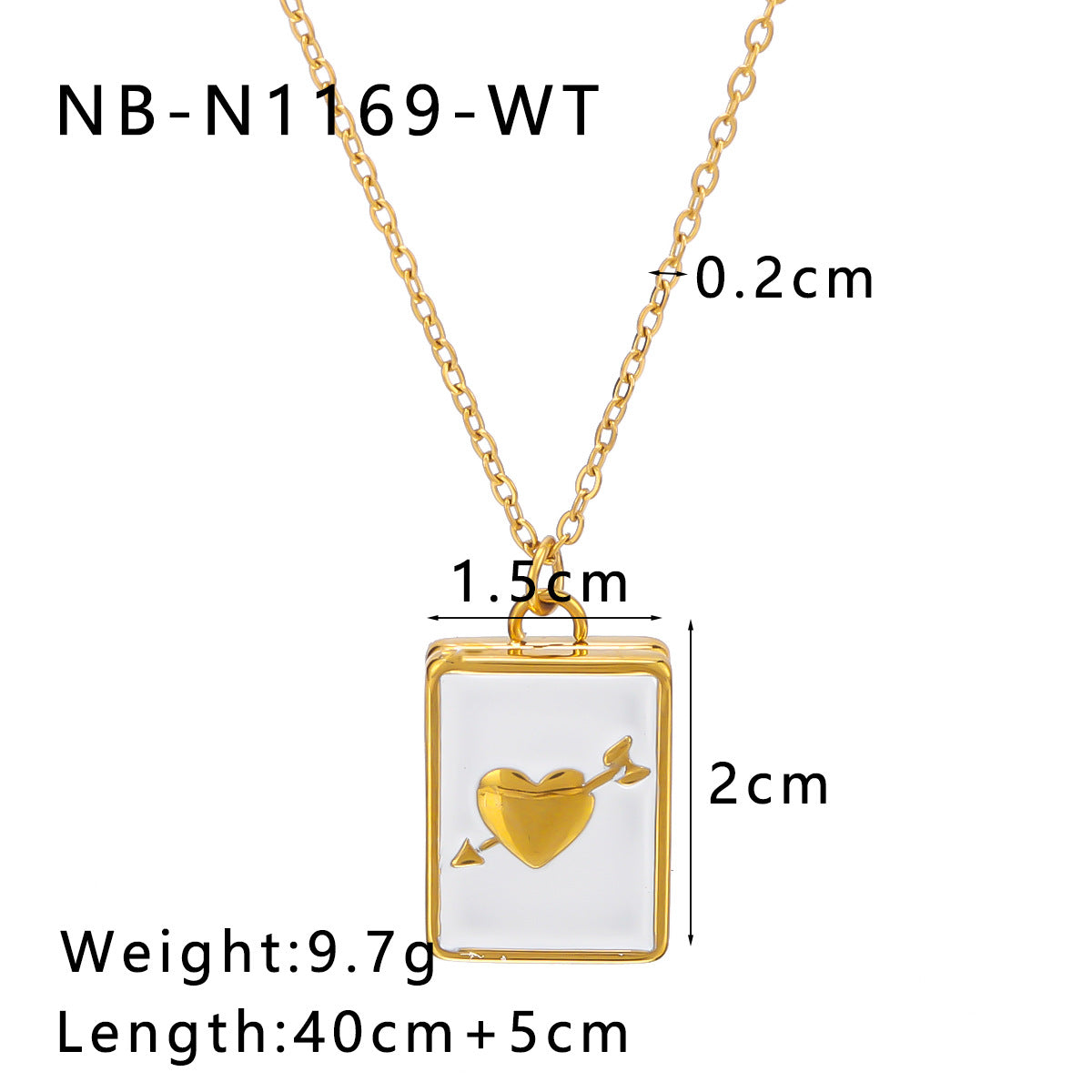 Minimalist Moon and Heart Shaped Enamel Pendant Necklace in Stainless Steel with 18K Vacuum Plated Finish for Women