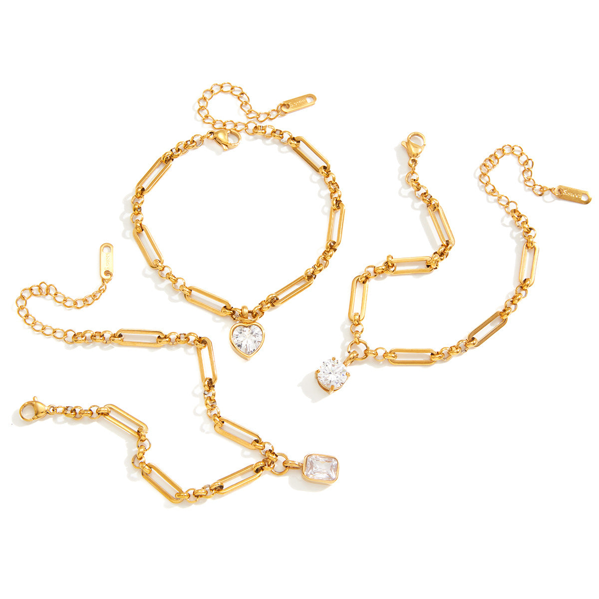 Elegant Minimalist Geometric Stainless Steel Plated Cubic Zirconia Bracelet for Women
