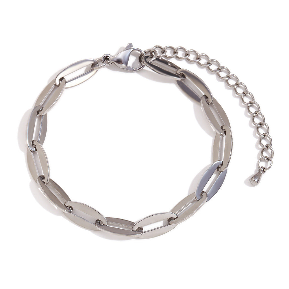 Minimalist Geometric Lip-Shaped Stainless Steel Plated 14K Gold Bracelet for Women