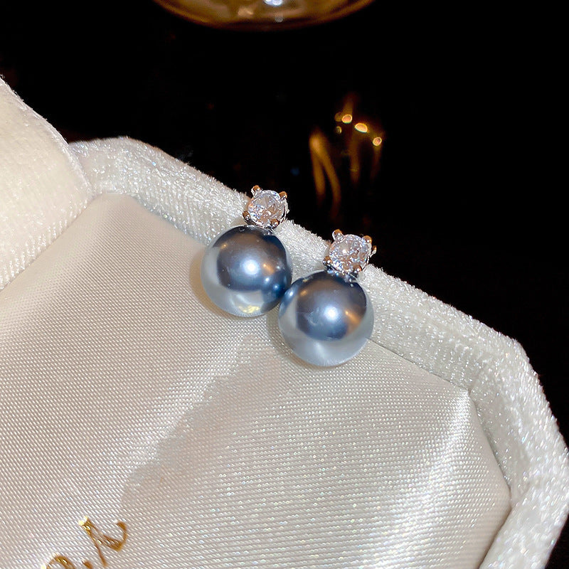 Eleganti Orecchini a Perno da Donna in Stile Francese Vintage con Zirconi Geometrici e Perle Imitazione