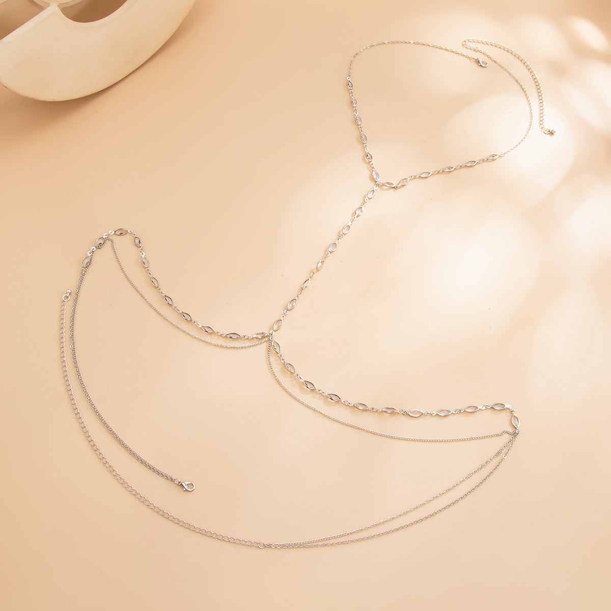 Fashion Crystal Inlaid Brass Body Chain for Women