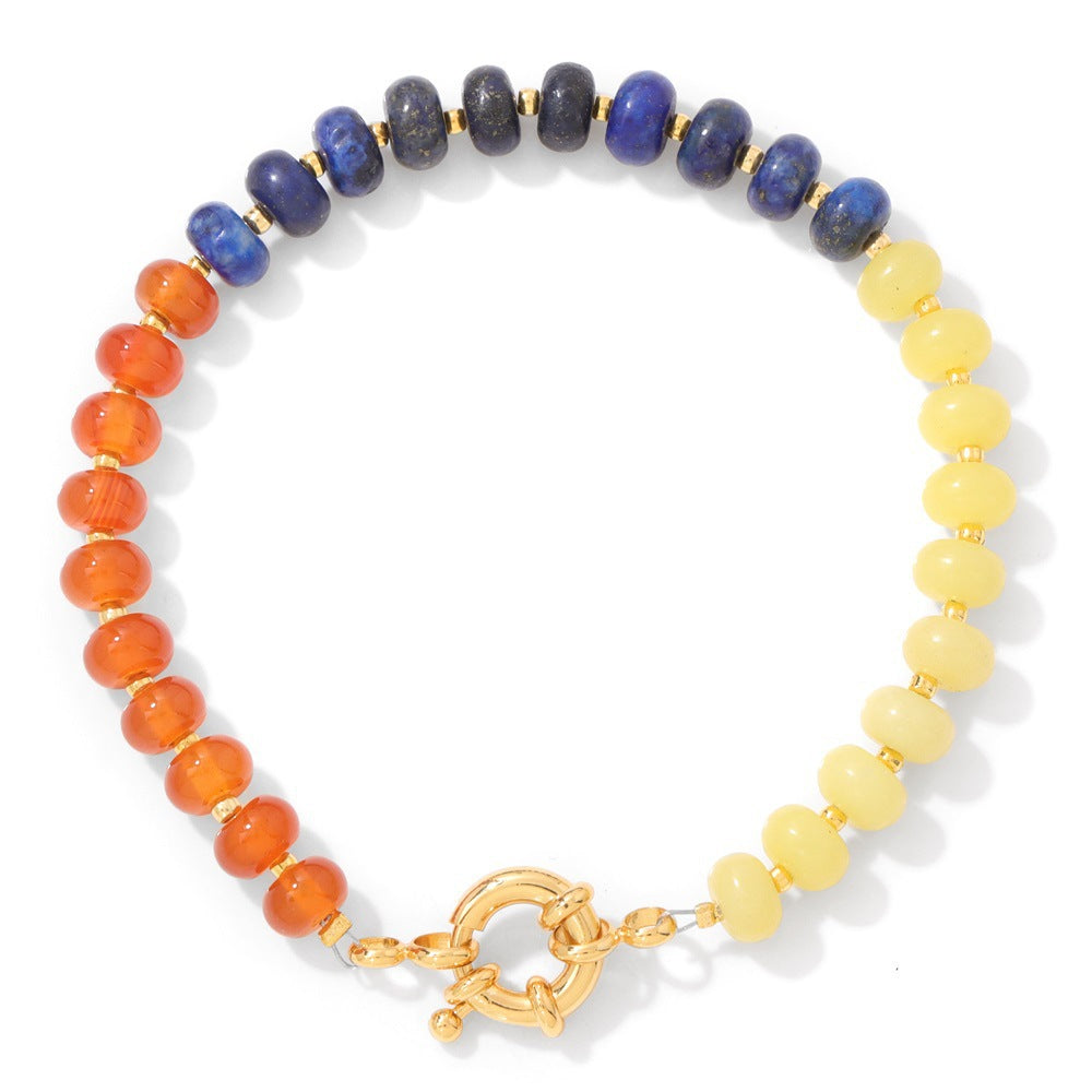 Sweet Elegant Geometric Gemstone Beaded Bracelet for Women with OT Clasp