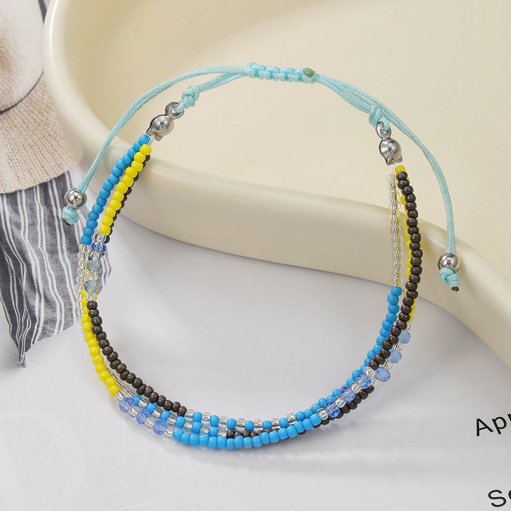 Bohemian Multilayer Beaded Bracelet for Women Handwoven Geometric Style Colorful Fashion Accessory