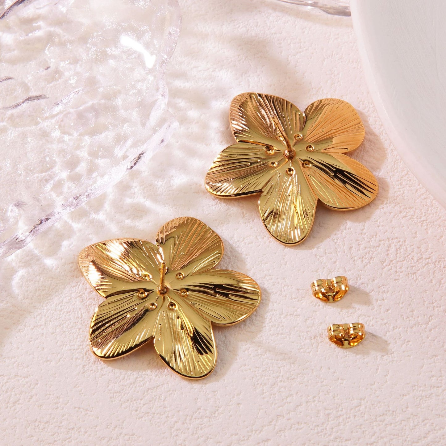 Sweet Plated Stainless Steel Floral Earrings