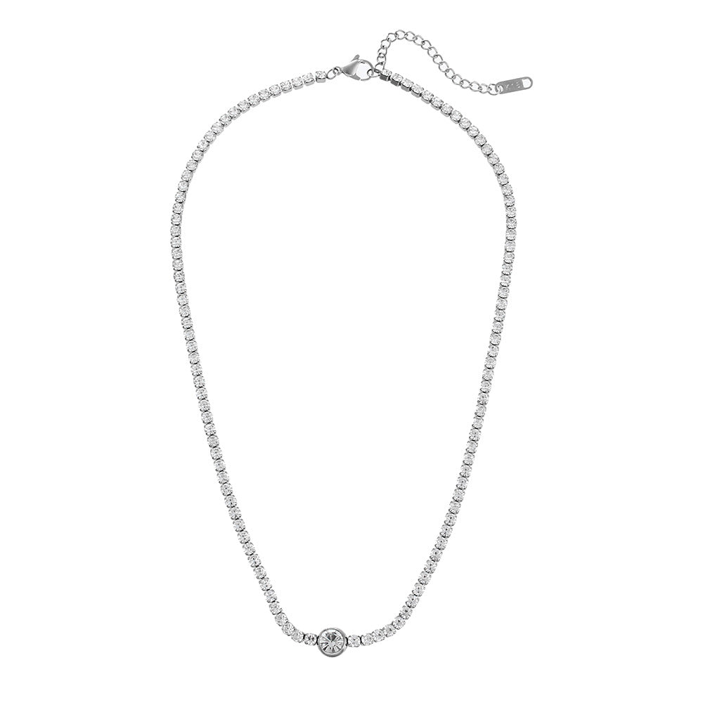 Minimalist Fresh Round Zircon Hand Chain in Stainless Steel with Plated Finish for Women