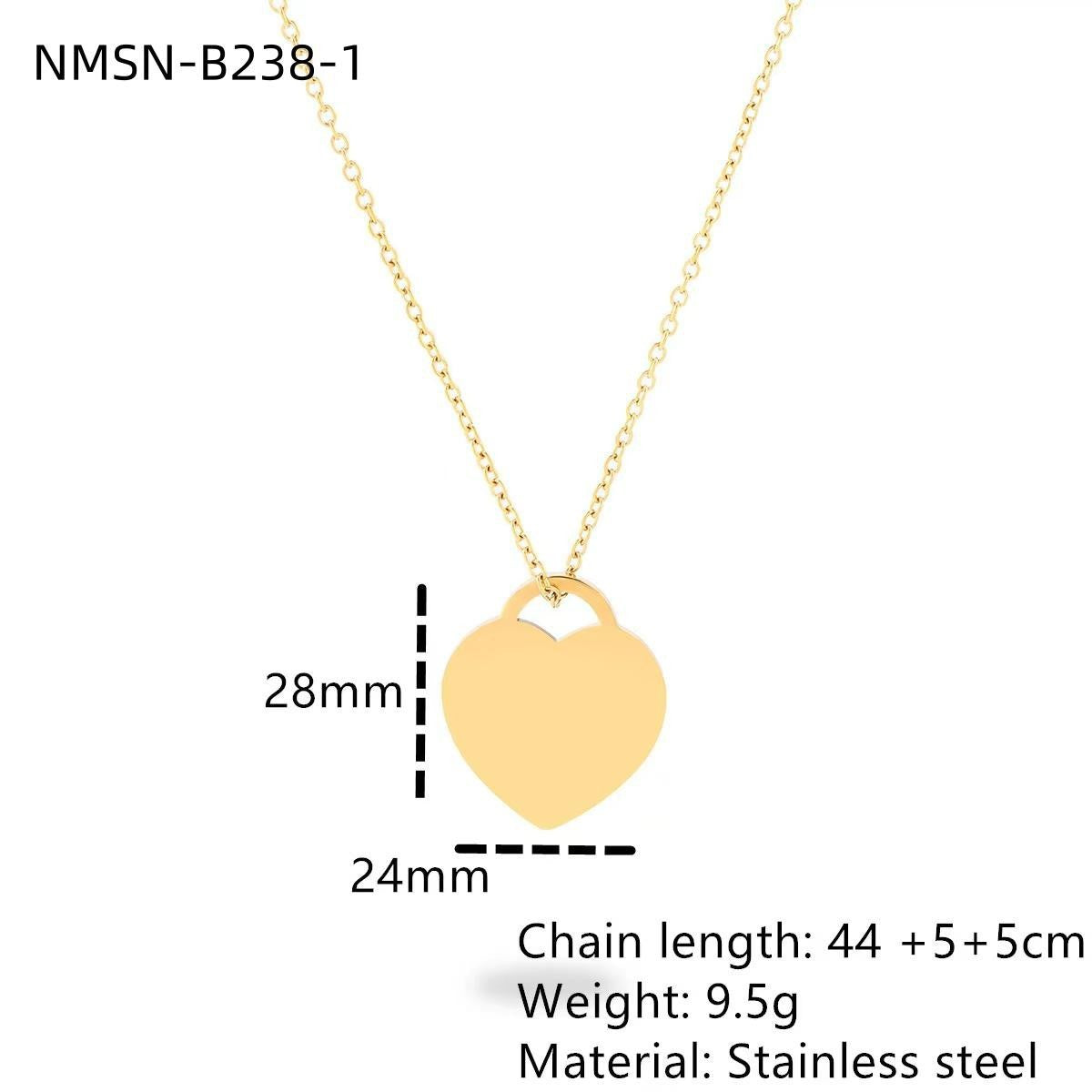Fashionable Heart-Shaped Stainless Steel Pendant Necklace with Plated Finish for Women