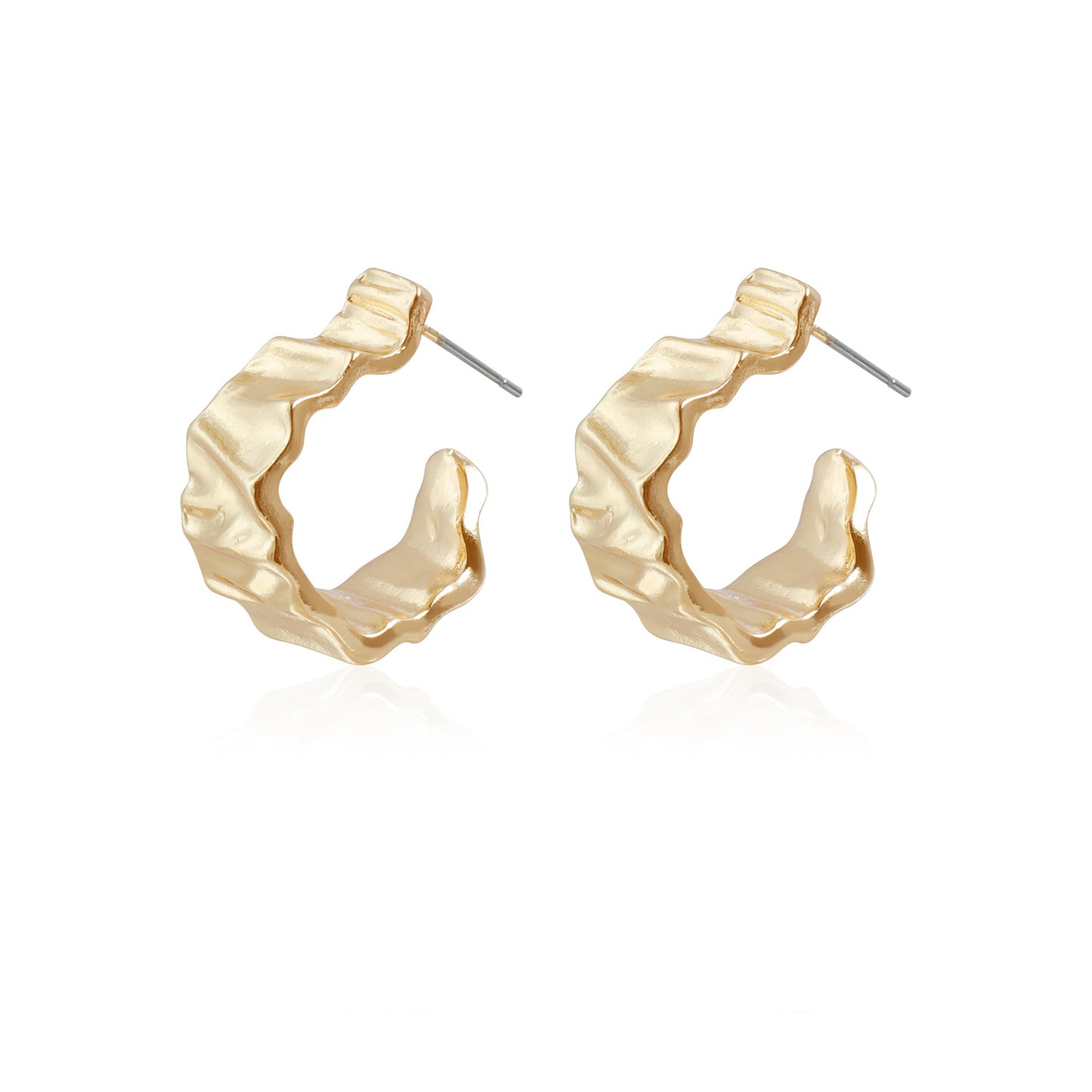 Vintage Geometric Ruffled C-Shaped Hollow Earrings for Women