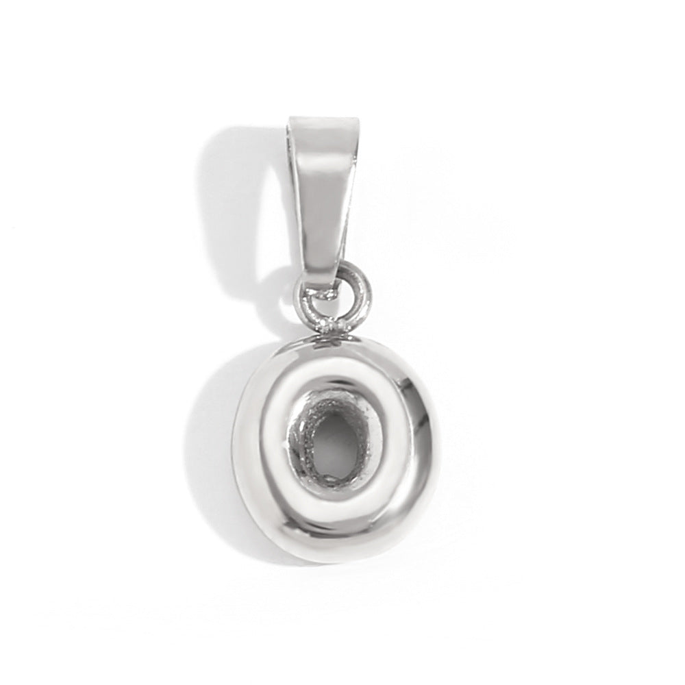 Ciondolo con mini lettera a bolla placcato oro 18 carati in acciaio inossidabile, moda minimalista