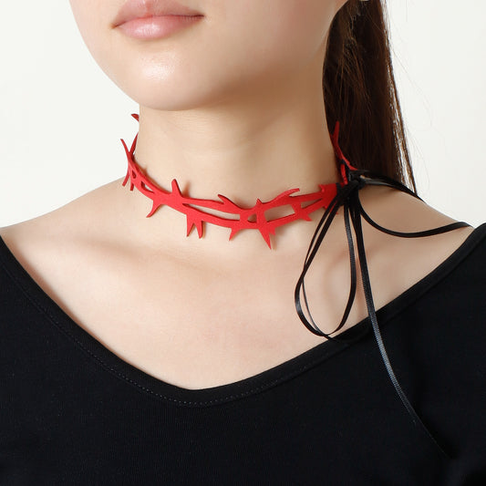 Collar gótico irregular asimétrico geométrico con colgante para mujer con cadena de cuero