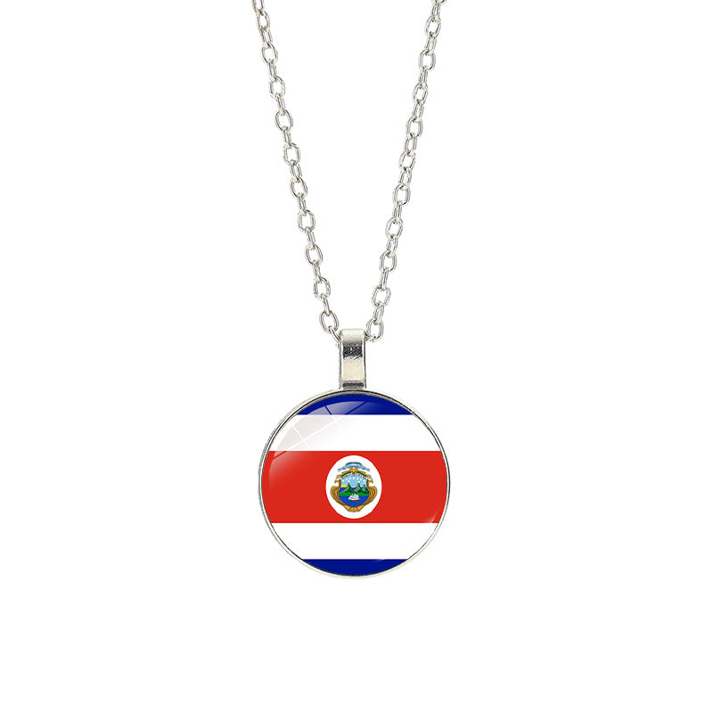 Sporty Geometric Alloy Plated Necklace with Crystal Pendant Unisex Cable Chain