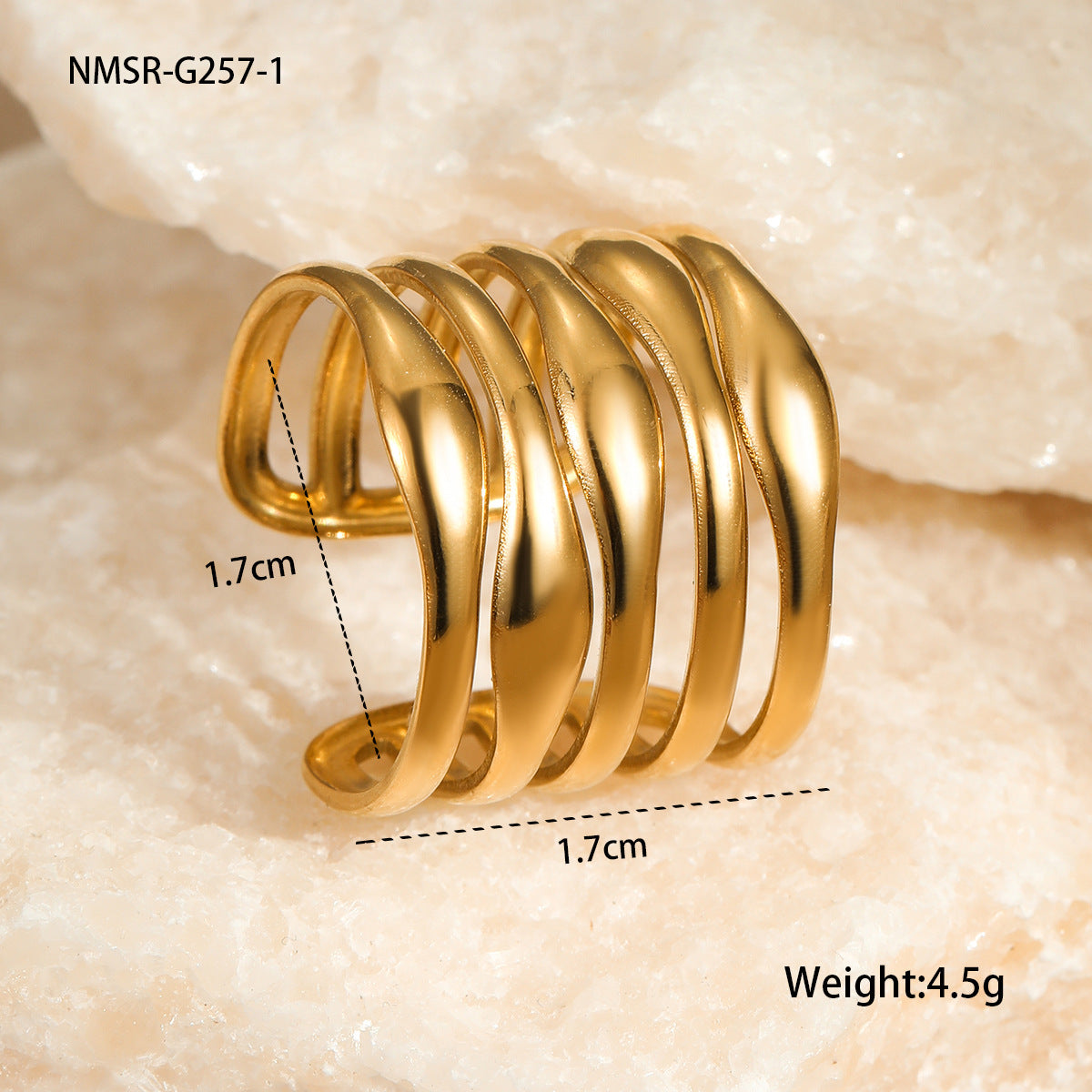 Anillo de acero inoxidable geométrico irregular minimalista con acabado chapado para joyería de moda femenina