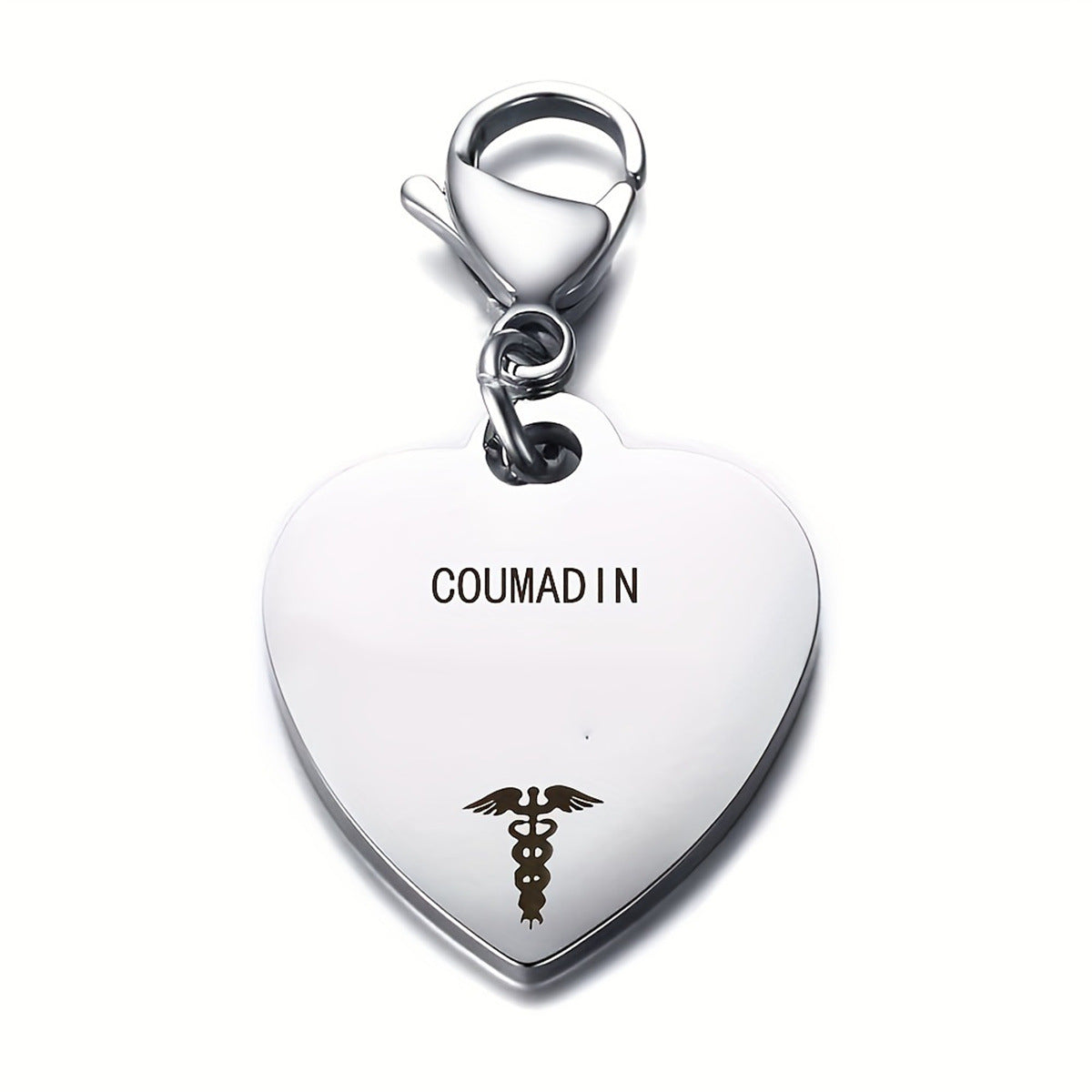 Colgante médico de identificación de acero inoxidable con forma de corazón minimalista para hombre con acabado chapado