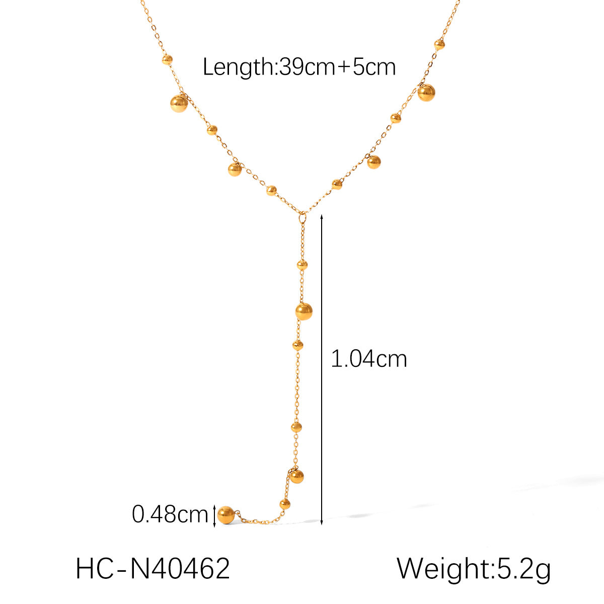 Minimalist Geometric Round Bead Pendant Necklace for Women in Stainless Steel with Titanium Steel Charm and Gold Plated Snake Chain