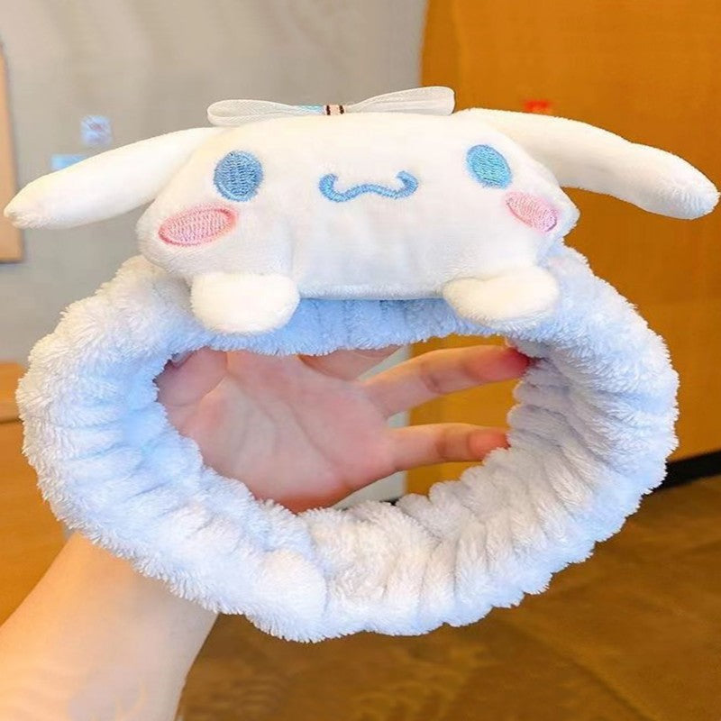 Diadema de personaje de dibujos animados de Kumomimi para niñas, con ribete de encaje bordado y confección de tela suave