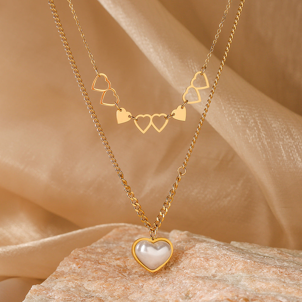 Minimalist Luxe Heart-Shaped Titanium Steel Pendant Necklace for Women with Geometric Design and Versatile Styling