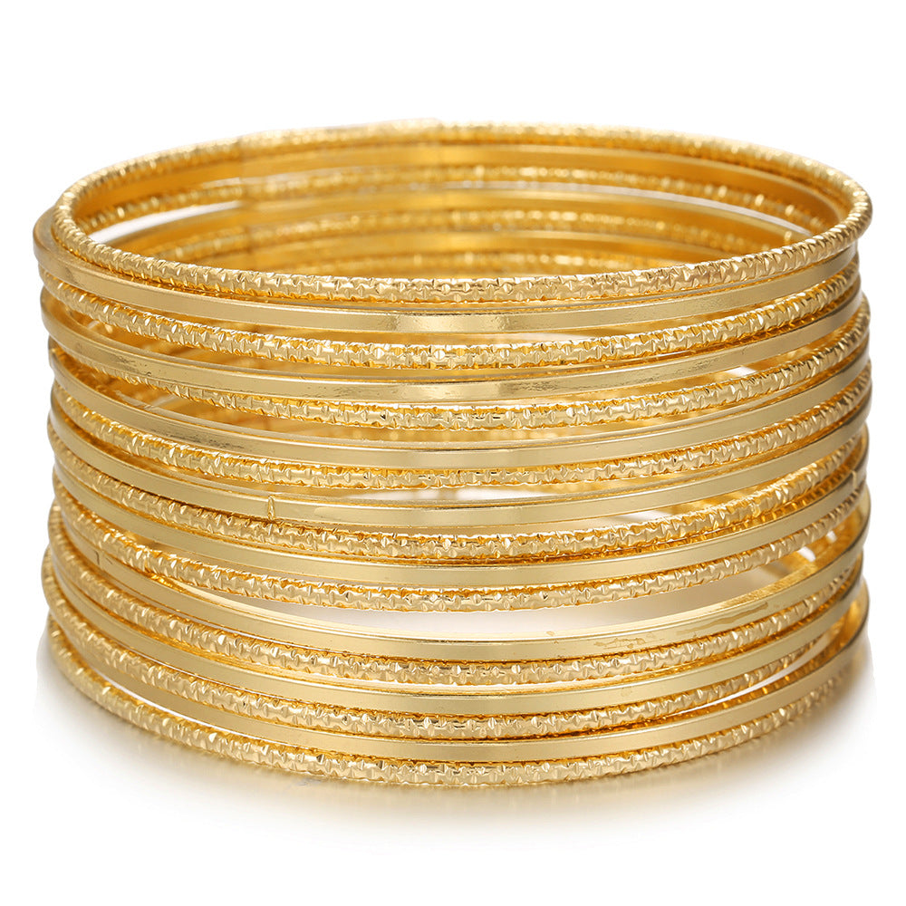 Elegant Geometric Round Plated Iron Bangle Set for Women