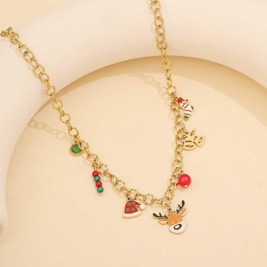 Collana Pendente Minimalista con Renna Natalizia in Acciaio Inossidabile con Finitura Galvanizzata da Donna