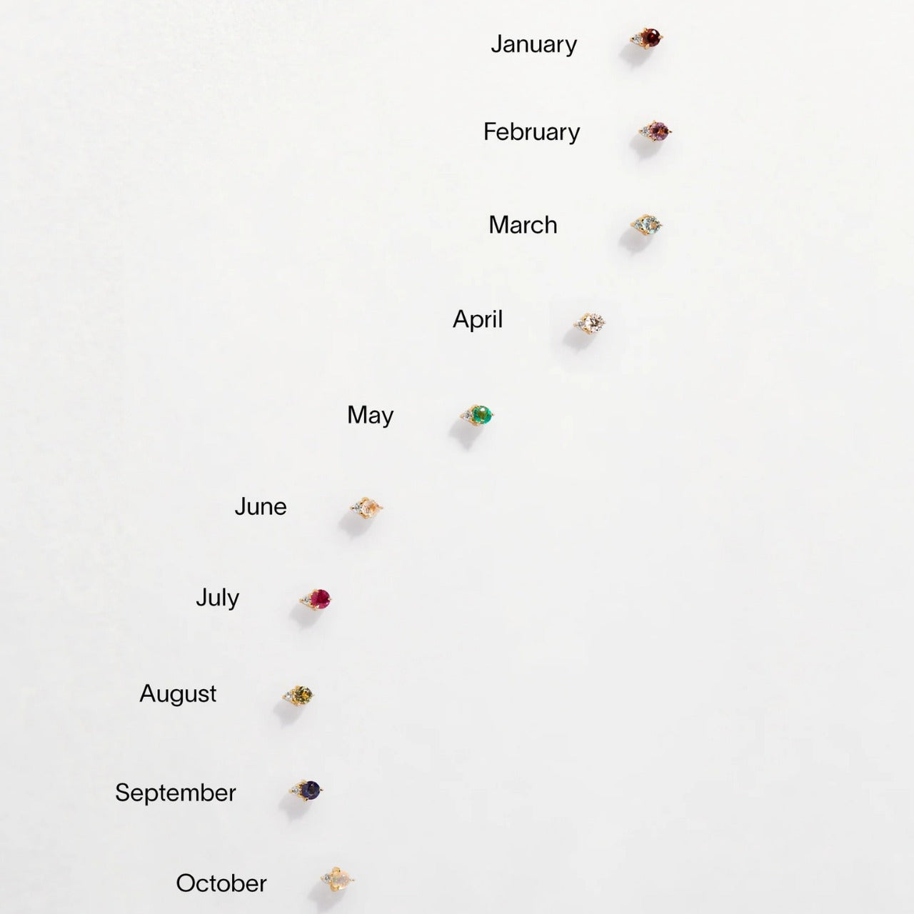 Minimalist Geometric Titanium Steel Gold-Plated Birthstone Stud Earrings with Zircon for December, Stainless Steel Post