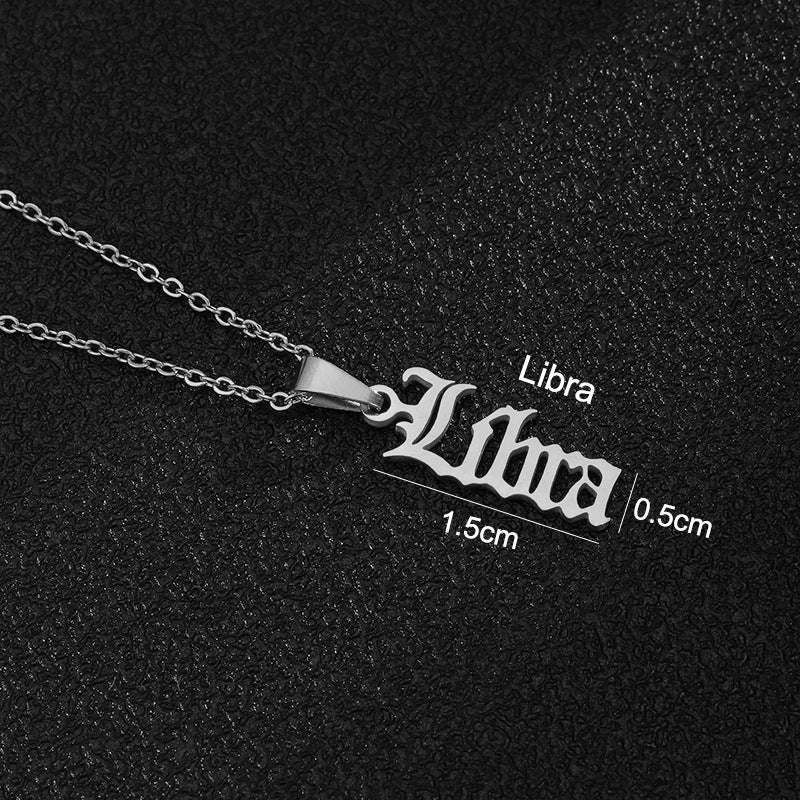 Zodiac-Themed Stainless Steel Pendant Necklace with Titanium Steel Charm and Electroplated Finish for Unisex Wear