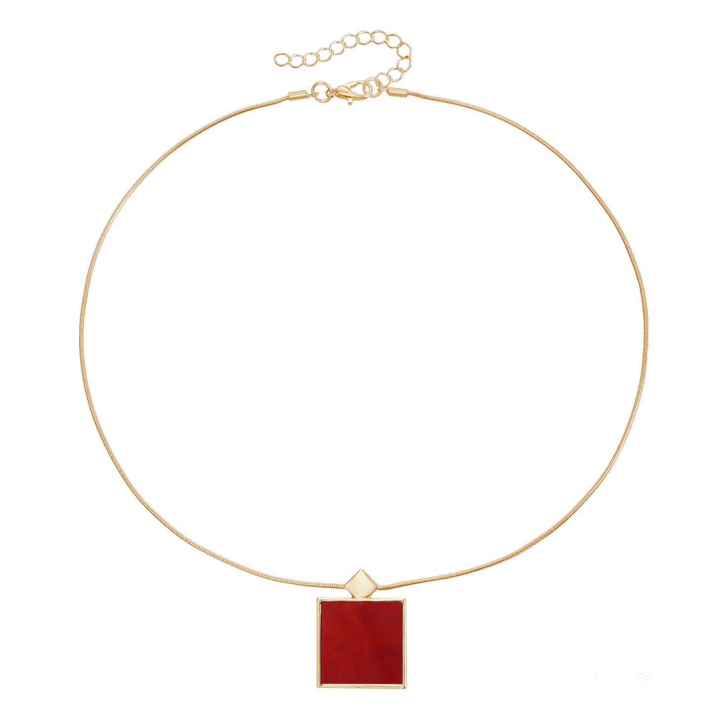 Geometric Square Pendant Clavicle Necklace in Alloy with Electroplating Finish for Women
