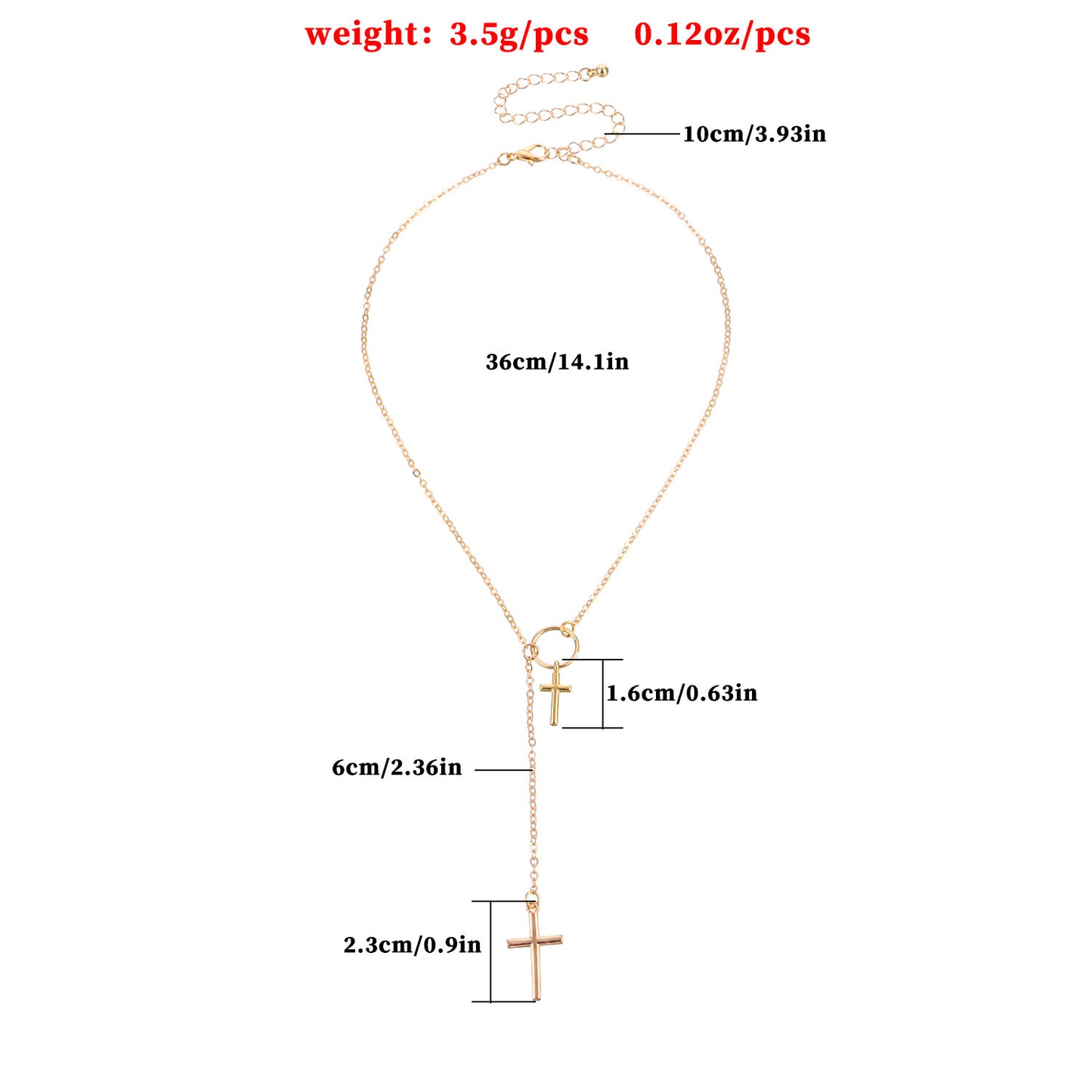 Minimalist Double-Layer Cross Pendant Necklace for Women in Alloy with Electroplated Finish