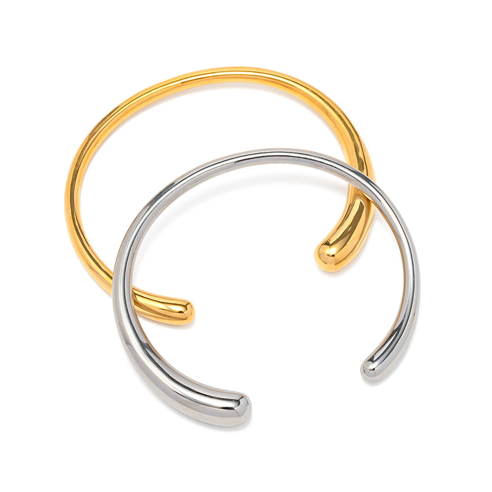 Fashionable Geometric Irregular Open Cuff Bracelet for Women with 18K Gold Plated Stainless Steel