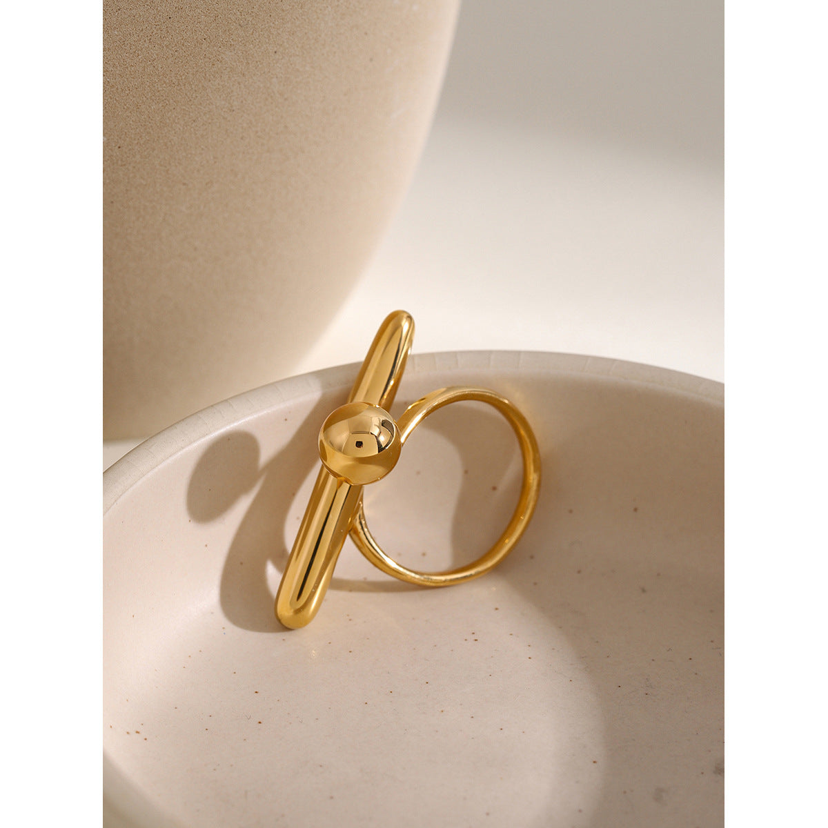 Minimalist Geometric Plated Stainless Steel Open Ring