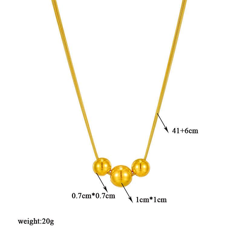 Collar minimalista de acero de titanio con cuentas redondas irregulares y acabado chapado para mujer